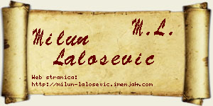 Milun Lalošević vizit kartica